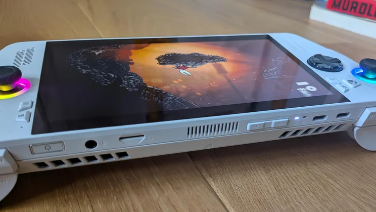 The connection ports on the top edge of the Asus ROG Xbox Ally gaming handheld