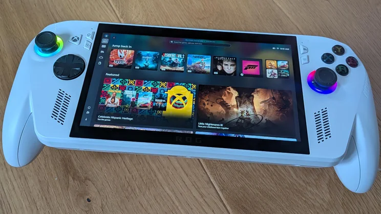 The Jump Back In screen of the Xbox app on the Asus ROG Xbox Ally gaming handheld