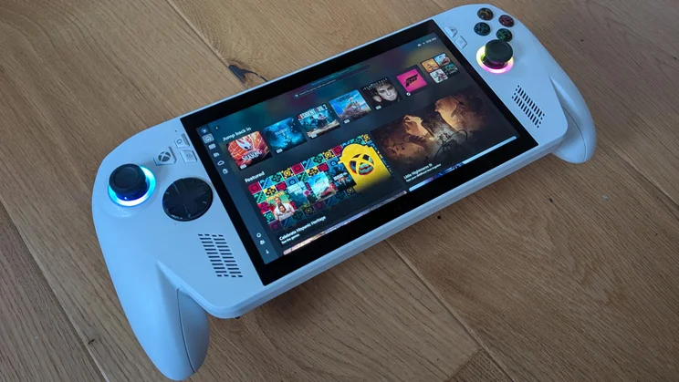 The Asus ROG Xbox Ally displaying the Xbox app homepage