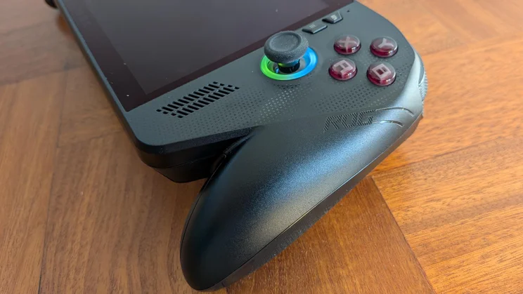 The right handgrip on the Asus ROG Xbox Ally X gaming handheld