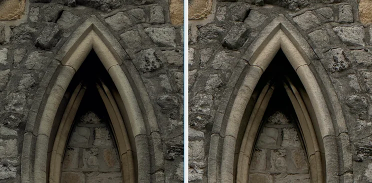 A camera comparson of the iPhone 17 Pro (left) versus the iPhone 16 Pro (right) at 8x