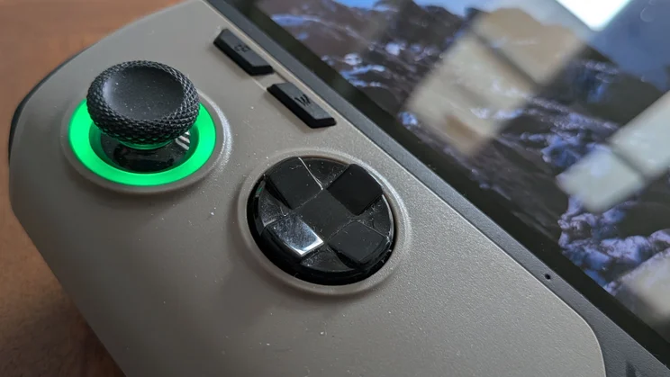 The left joystick and d-pad on the MSI Claw 8 AI+ A2VM gaming handheld