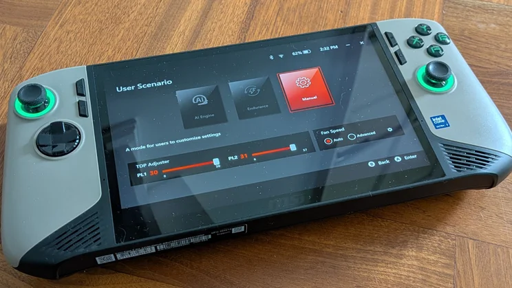 The User Scenario settings on the MSI Claw 8 AI+ A2VM gaming handheld