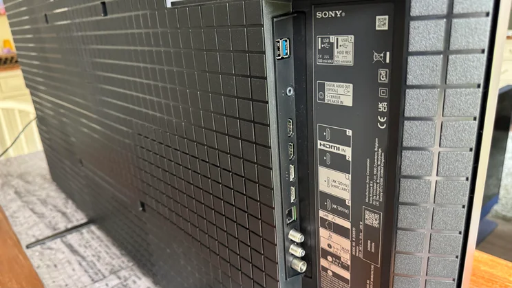 The connection ports on the rear of the Sony Bravia 7 TV
