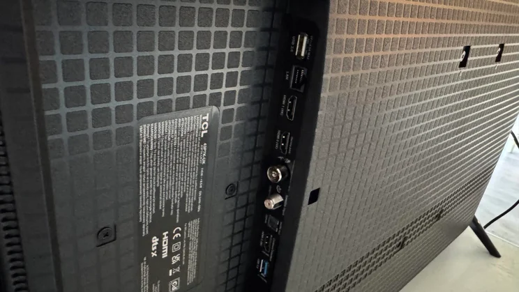 The connections on the rear of the TCL P7K QLED TV