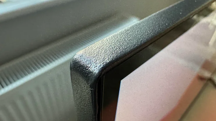 Close-up shot of the top-left hand corner of the TCL P7K QLED TV