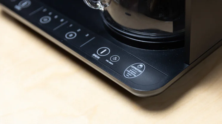 A closeup of the Melitta EPOS filter coffee machine's control panel