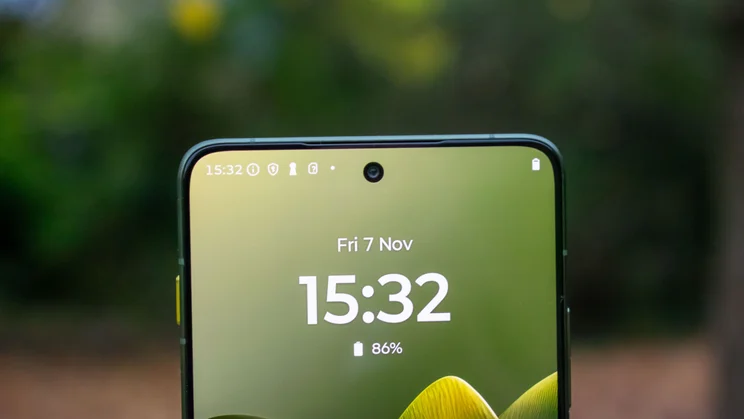 Close up of the Motorola Edge 70's selfie camera