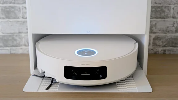 A close up of the Dream Aqua10 Ultra Roller docked in its base station