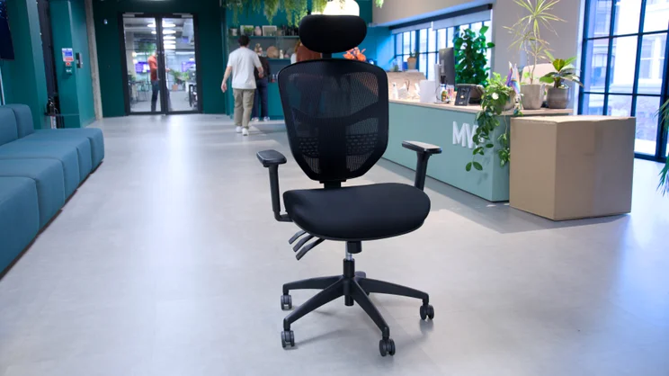 The Boulies OP300 office chair, in an office reception area, from the front