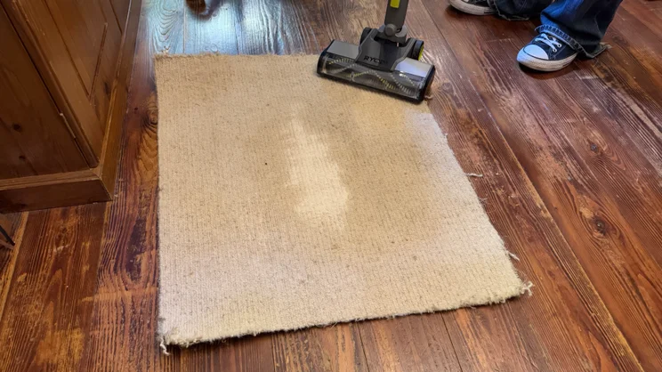 The Ryobi 18V ONE+ Cordless Stick after the flour on carpet test
