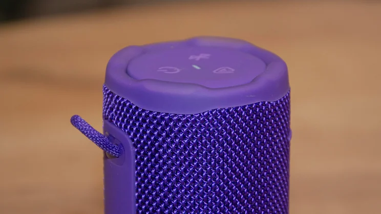 The hanging loop on the rear of the JBL Grip portable Bluetooth speaker