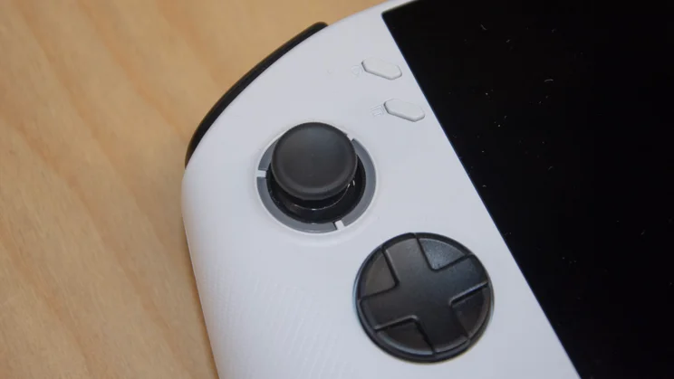 Close-up of the left thumbstick and D-pad of the Lenovo Legion Go S