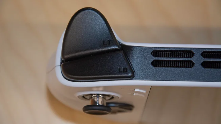 Close-up of the left trigger and bumper of the Lenovo Legion Go S