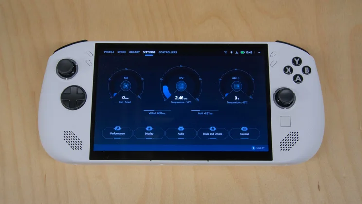 The Settings dashboard in the Legion Space hub on the Lenovo Legion Go S