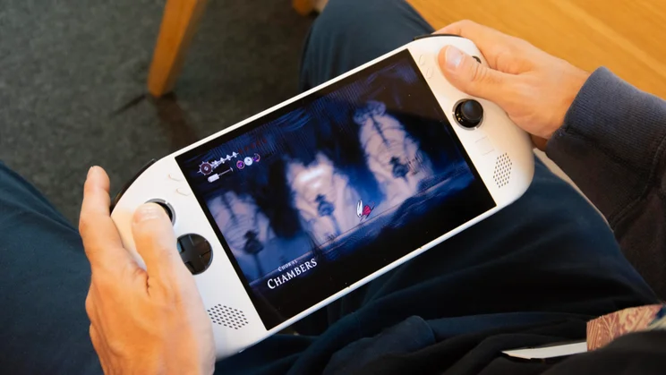 Our reviewer playing Hollow Knight: Silksong on the Lenovo Legion Go S