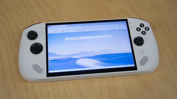 The Lenovo Legion Go S displaying a web browser