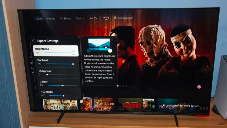 The Expert picture settings menu on the Samsung U8000F 4K TV