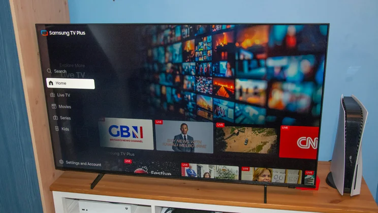 Samsung TV Plus menu being displayed on the Samsung U8000F 4K TV