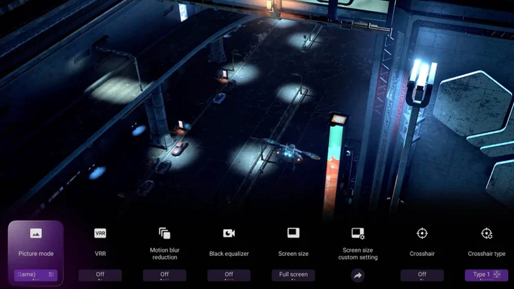 The Sony Bravia 8 II QD-OLED TV displaying its Game Mode 2 interface