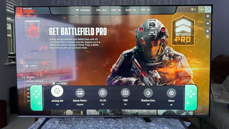 The Game mode menu being displayed on the TCL C6KS Mini LED TV