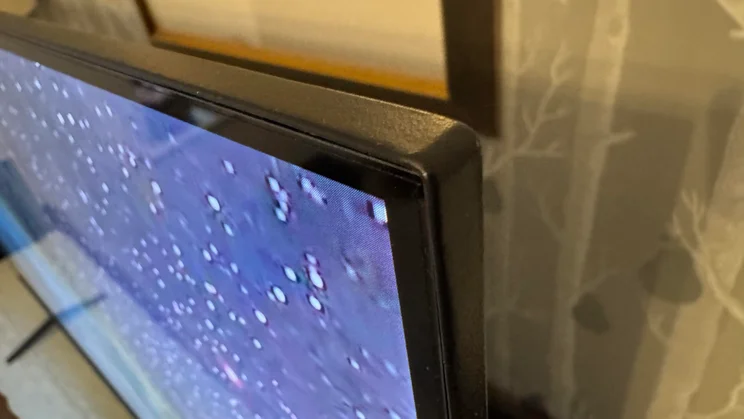 Front view of the top corner of the TCL C6KS Mini LED TV