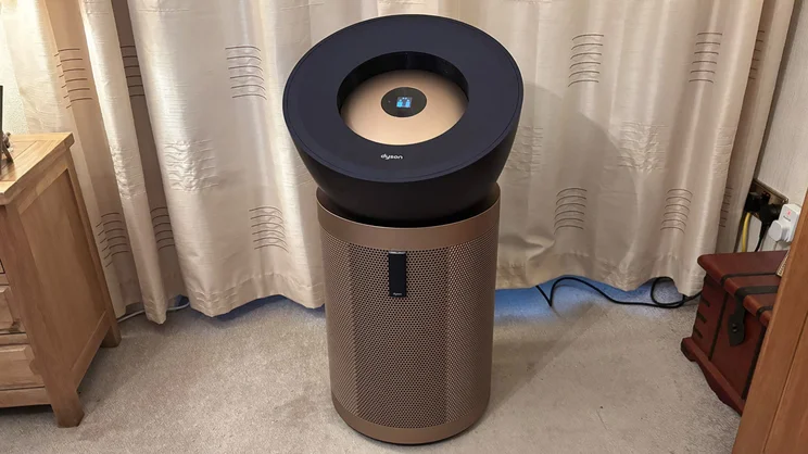 The Dyson Big+Quiet Formaldehyde air purifier in a living room