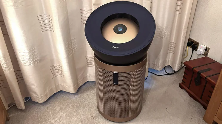 The Dyson Big+Quiet Formaldehyde air purifier in a living room