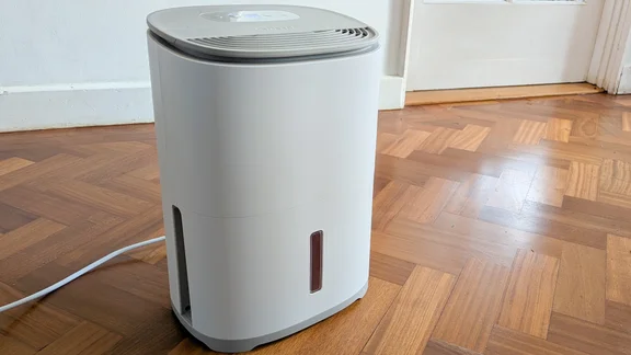 The Meaco Arete One 6L dehumidifier on a hardwood floor