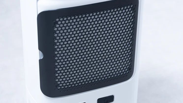 A closeup of the Meaco DD8L Pro dehumidifier's back, with filter cover on