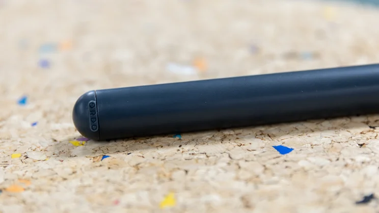 A closeup of the base of the Ordo Sonic Edge toothbrush's handle