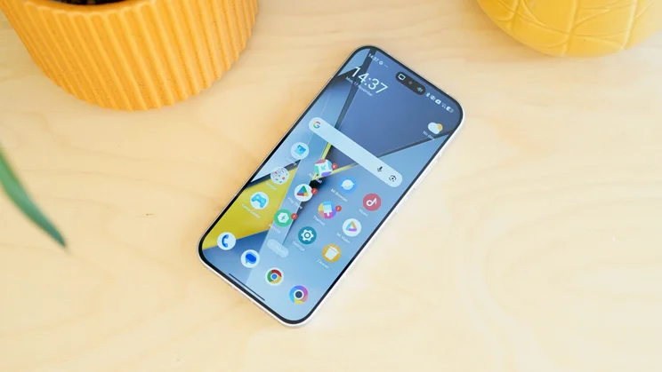 Poco F8 Pro face up on a table