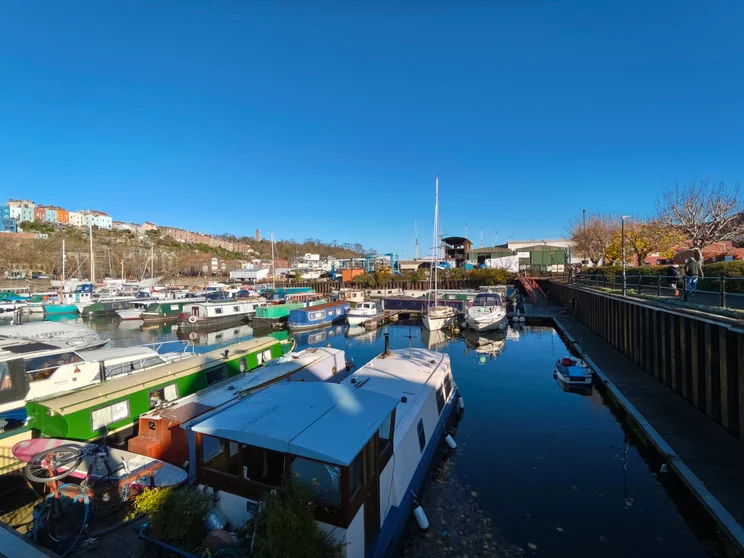 Ultrawide shot of boats on a marina