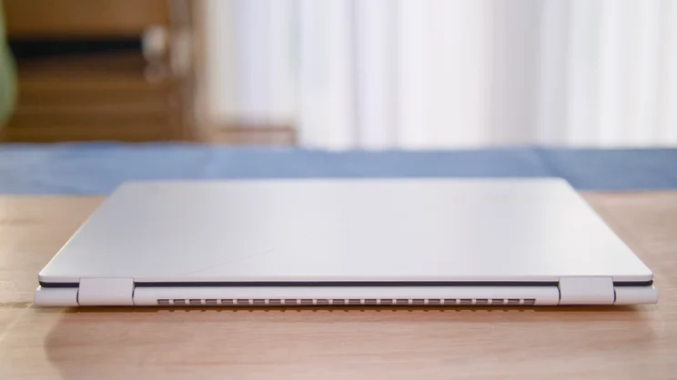 The Acer Swift Edge 14 AI, closed, viewed from the rear