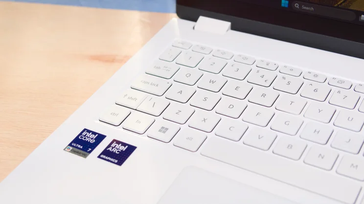 The Acer Swift Edge 14 AI's keyboard, viewed from the left side