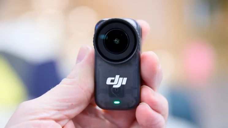 The DJI OSMO Nano camera held in portrait orientation