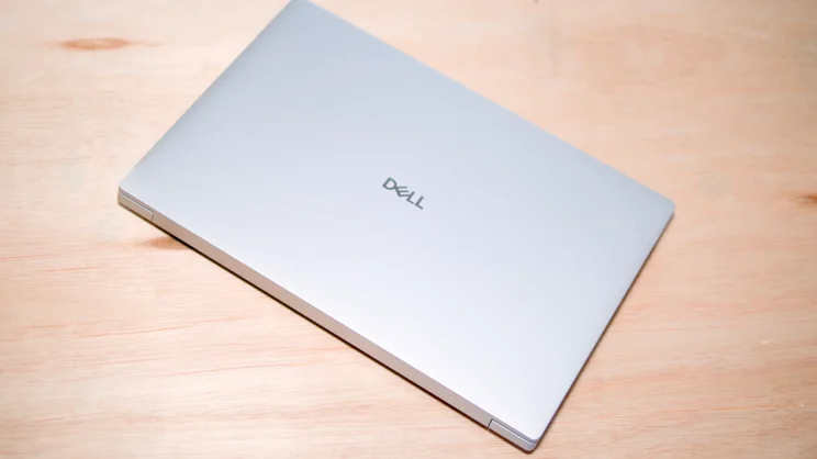 The Dell 14 Premium, closed, pictured from above
