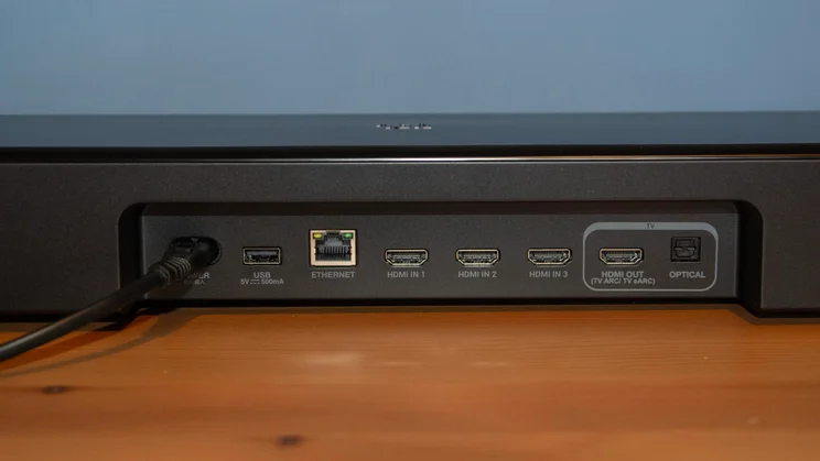The connections on the rear of the JBL Bar 1300 MkII soundbar
