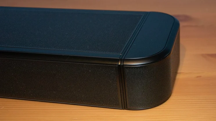 The end cap on the right end of the JBL Bar 1300 MkII soundbar