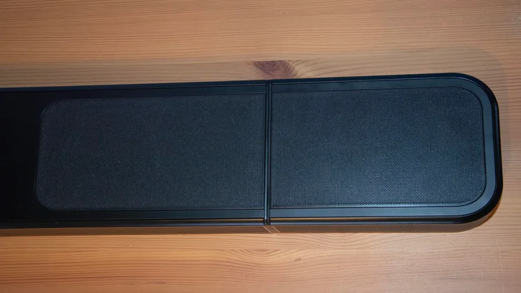 Top-down view of the up-firing speakers in the JBL Bar 1300 MkII's soundbar