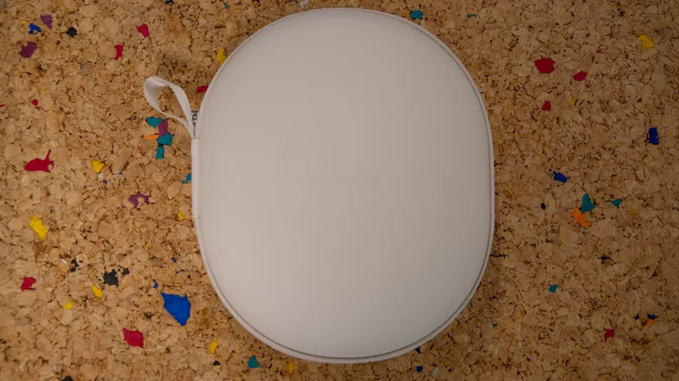 The Philips H8000E over-ear headphones' carrying case closed