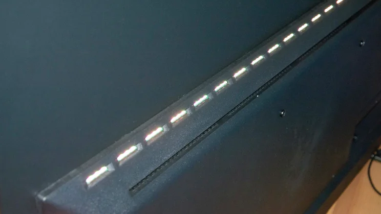 The Ambilight LEDs running horizontally across the rear of the Philips OLED760