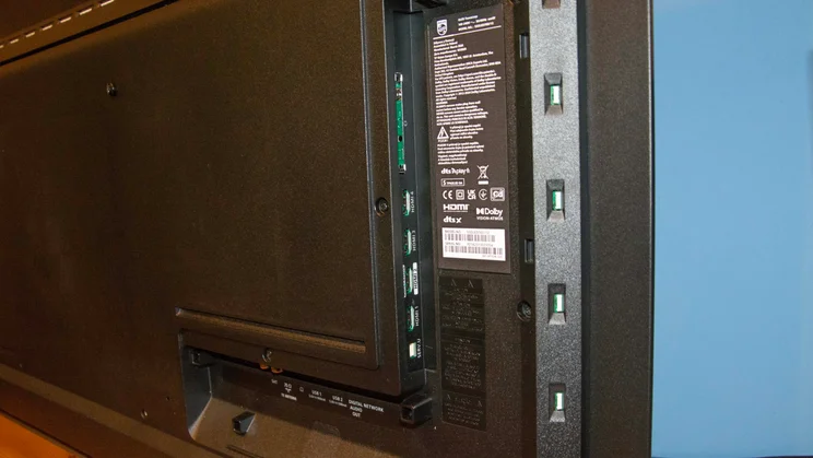 The connections on the rear of the Philips OLED760 TV