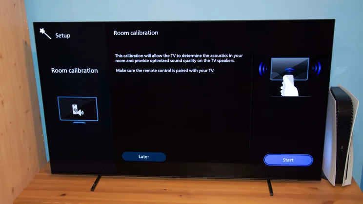 The room calibration screen of the Philips OLED760 TV