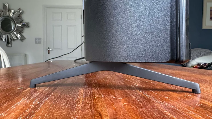 Side view of the Sharp GK4245K TV showing its right foot