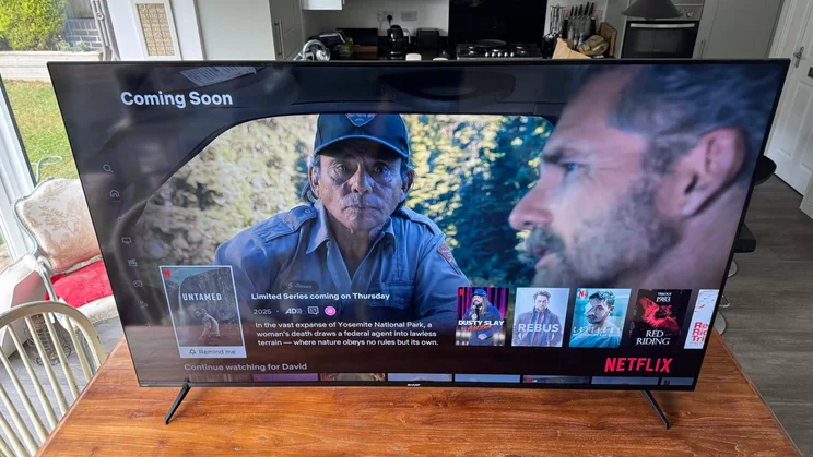 Top-down view of the Sharp GK4245K TV on a kitchen table