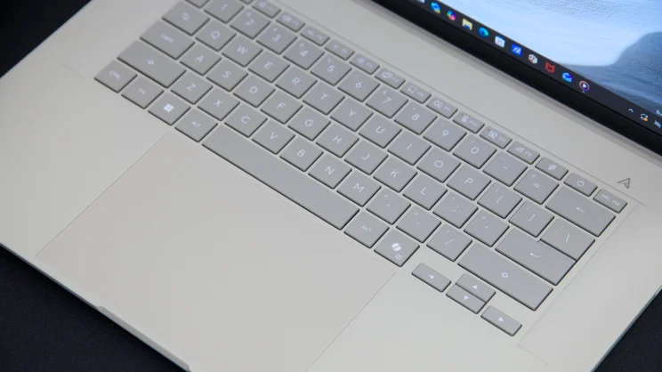 A close up of the Asus Zenbook A16 (2026)'s keyboard