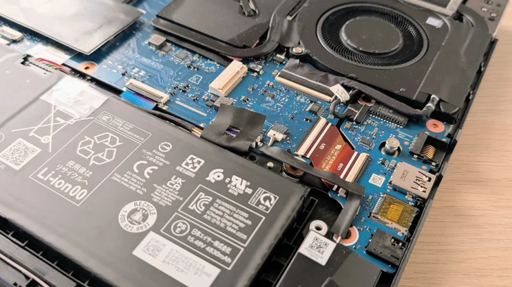 A close up view of the spare SSD slot on the Acer Nitro 16S AI