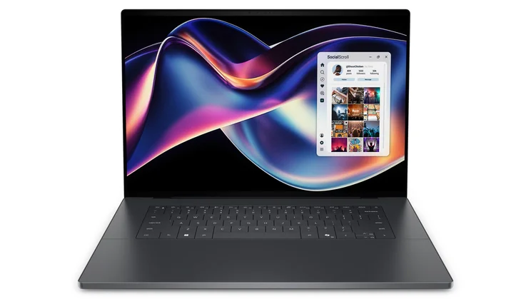 Dell XPS 16 shot from the front on a white background