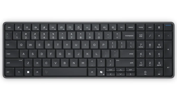 The HP EliteBoard G1a, pictured from above against a white background